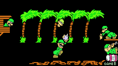 Mario carries a bomb across the battlefield.